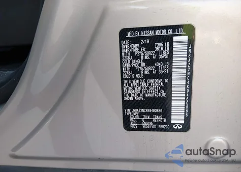 2019 Infiniti Qx80 Luxe z USA, uszkodzony, nr VIN JN8AZ2NC4K9460886